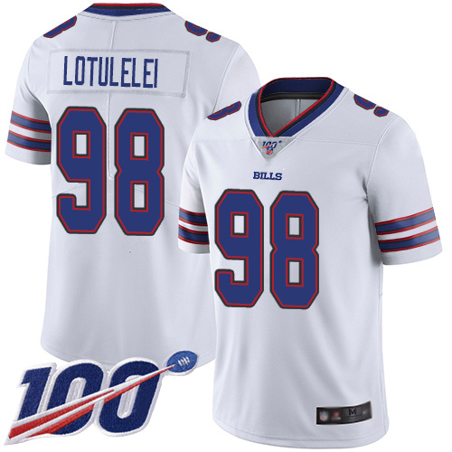 Men Buffalo Bills #98 Star Lotulelei White Vapor Untouchable Limited Player 100th Season NFL Jersey->buffalo bills->NFL Jersey